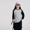 Zhi Ji Camiseta Raglan de Manga Longa Color Block Infantil Outono Meninos Meninas Casual Retrô Patchwork Camada Base Top