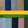 Tecido cardado de fio de algodão poliéster twill fino criptografado T/C65/35 32*32 130*70 tecido para vestuário médico e uniformes