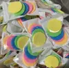 Venda Quente Transfronteiriça em Estoque Bolsa Colorida Palheta Redonda Esponja de Limpeza Facial de Algodão Bolsa de Limpeza Comprimível