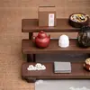 Estante de Exhibición de Madera Maciza en Forma de Escalera para Juegos de Té, Coleccionables, Joyería y Accesorios de Transmisión en Vivo Multicapa