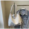 Bolsa Mensageiro de Veludo Cotelê Feminina Grande Capacidade Casual Versátil Vintage Bolsa Tote 2024 Outono Nova Bolsa de Ombro Simples