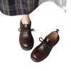 Populares zapatos de cuero para mujer estilo británico, nuevo modelo de otoño 2026, adecuados para combinar con faldas, mocasines de suela gruesa, zapatos de cordones versátiles para mujer