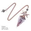 Colgante de Péndulo de Cristal Natural Transfronterizo, Color Rojo Antiguo, Triángulo Luna Hexágono Cono, Yoga Meditación, Péndulo de Resina de Frecuencia Ajustable