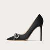Sapatos de Salto Alto Cor Champanhe para Mulheres, Novo Modelo 2026, Sapatos de Casamento de Cetim Bico Fino com Laço, Saltos Agulha, Sapatos de Festa Confortáveis que Não Cansam Seus Pés