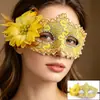 Accesorios de Halloween Máscara de Encaje Lateral de Flor para Mascarada Cara Media Femenina Princesa Suministros para Fiesta del Día del Niño