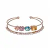 Pulsera abierta de doble capa con circonita chapada en oro real de 18k, sensación de nicho de alta gama, joyería versátil de lujo ligero para el día a día para mujeres