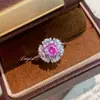 Anel de corte rosa milênio de oito pontas, item mais vendido em transmissão ao vivo, alto padrão, com diamantes de alto carbono incrustados, diamante quadrado push Paraíba, anel feminino