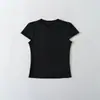 Camiseta Básica Lisa Retro 2026 Base Top Cuello Redondo Manga Corta para Mujer Verano Elástica Ajustada Hombro Normal