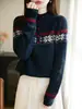 Suéter personalizado de manga longa, jacquard Fair Isle vintage requintado, com meia-abertura, casual e estiloso, adequado para usar tanto por baixo quanto por cima no outono e inverno