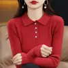 Novo Suéter de Malha Elegante com Gola Polo de Manga Longa para Reduzir a Idade para Mulheres Outono/Inverno 2026 Suéter Versátil Estiloso Emagrecedor Estilo Pequeno Chanel