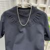 Camiseta Masculina de Manga Curta da Moda Celebridade da Internet Verão Nicho Marca de Moda T-shirt de Luxo Leve com Letras Manga Curta