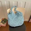 Bolsa de Tricô Vazada Feita à Mão Estilo Novo para Mulheres, Bolsa de Ombro de Grande Capacidade para Férias na Praia, Bolsa Tote Casual Versátil para o Dia a Dia