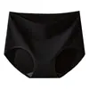 Calcinhas femininas plus size personalizadas de fábrica, algodão puro, cintura alta, controle de barriga, sem costura, fundo antibacteriano de seda