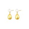 Brincos de pérolas redondas de gotas de água de metal vintage Brincos femininos leves de luxo de nicho de design de moda sofisticada elegantes brincos