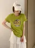Venta Directa desde la Tienda de las Trece Líneas: Camiseta de Algodón con Estampado de Copos de Nieve, Manga Corta, Cuello Redondo, Adelgazante, Versátil, Bestseller de Verano en Tiendas Físicas