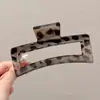 Grampo de Cabelo Grande Estampa de Leopardo para Cabelos Grossos, Simples e Versátil Clipe de Tubarão Outono e Inverno para Parte de Trás da Cabeça Coque Acessório de Cabelo Penteadeira