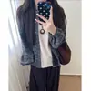 Cardigan Listrado Color Block Retrô Estilo Coreano Jaqueta de Manga Longa Feminina Outono 2026 Novo Top Soltinho com Botões Estilo Preguiçoso