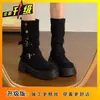 Botas de Moda para Aumentar la Altura para Personas Bajitas, Nuevo Estilo de Tendencia Otoño e Invierno 2025, Botas Elegantes y Versátiles de Longitud Media hasta la Rodilla