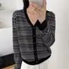 Cardigan de Tricô Jacquard Fair Isle Retrô para Mulheres 2026 Design Novo Primavera e Outono Casaco Suéter Emagrecedor Top