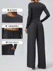 Conjunto de Yoga Europeo y Americano para Mujer Manga Larga Sensación Nude Agradable a la Piel Alta Elasticidad Transpirable Ropa Deportiva Casual para Fitness 62530+62331