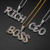 Jin Ao 26 Letras do Alfabeto Inglês Diamante Colorido Combinação de Cores Pingente DIY Europeu e Americano Colar de Personalidade Hip Hop para Homens e Mulheres Joia de Presente