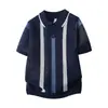 Camiseta Informal de Manga Corta con Rayas y Bloques de Color Estilo Coreano para Hombre, Nueva Marca de Moda de Verano, Camisa Polo de Punto de Moda Personalizada