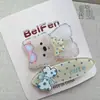 Dos Paquetes de Lindos Pasadores de Oso de Dibujos Animados Autocríticos, Pinzas de Pato Dulces para Estudiantes, Accesorios para el Cabello con Pinza de Corazón Femenino de Acrílico para Flecos