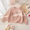 Suéter Bordado para Niñas Otoño Estilo Nuevo Infantil Ropa Infantil Coreana Lindo Pulóver Elegante Tejido Bebé Ropa de Otoño Superior