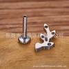 Bolsa de hoja ojo de caballo de titanio F136 con circonita arete labio uña aleación de titanio G23 joyería para perforación del cuerpo humano uña para hueso de la oreja