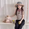 Camiseta sin mangas de rayas clásica retro estilo coreano Aimo Beibei para niños, simple, de alta elasticidad