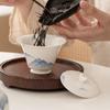 Tazón de té Ercai de porcelana blanca pintado a mano por el fabricante, individual, de alta gama para el hogar, que no quema, juego de té, juego de té Kung Fu