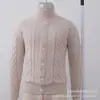 Cárdigan de punto trenzado con cuello alto para hombre, engrosado para otoño e invierno, suéter de punto trenzado con patrón de rombos, prenda exterior casual para hombre, stock de fábrica