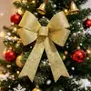 Decorações de Natal, Enfeites para Árvore de Natal, Luzes LED, Laços de Natal Grandes Dourados em PVC, Decorações para Pendurar na Porta