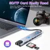En Stock Transfronterizo 8 en 1 Ocho en Uno Puerto de Red Tipo-C Puerto USB Múltiple Estación de Acoplamiento Hub Multifuncional Estación de Acoplamiento