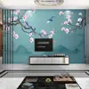 Papel de Parede Decorativo de Pintura de Pássaros e Flores Estilo Chinês 8D Tridimensional de Alto Padrão para Parede de TV 2026 para Sala de Estar, Quarto, Revestimento de Parede de Projeto, Sala de Chá