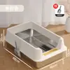 Bandeja de arena para gatos completamente cerrada, estilo cajón extragrande de acero inoxidable desmontable, inodoro para gatos a prueba de olores, suministros para mascotas anti-salpicaduras