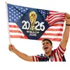 Copa Mundial 2026 en Estados Unidos, Canadá y México Bandera Personalizada Bandera de Apoyo para Aficionados Decoración para Animación Bandera Colgante Fabricante Transfronterizo Venta al por Mayor