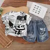 Roupas de Verão para Meninos, Conjunto Retro de Manga Curta para Crianças, Novo Estilo 2026, Fabricado na Fábrica, Conjunto de Duas Peças Elegante de Verão para Bebês Meninos