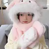 Conjunto de Tres Piezas de Gorro, Bufanda y Guantes para Niños Invierno Forro de Felpa Muy Grueso Gorro de una Pieza para Niñas Gorro a Prueba de Viento para Bebés Niños Padre-Hijo
