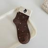 Meias Suxinaimin Outono e Inverno para Mulheres, Meias de Algodão Respiráveis Fofas com Punho de Urso, Meias de Cano Médio Zhujie Versáteis na Moda