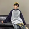 2026 Nuevo Top de Forro Polar con Bloques de Color y Mangas Raglán Holgado de Cuello Redondo para Niños de Mediana y Mayor Edad Ropa de Abrigo Cálida Otoño/Invierno
