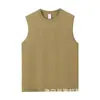 Camiseta de Algodão Pesado 210g Sem Manga Masculina Estilo Hong Kong Moda de Rua Top Oversized Estilo Coreano Caimento Solto Ombro Caído Sem Manga