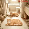 Alfombra de felpa temática de gato realista TEMU transfronteriza, imitación cachemir, alfombra gruesa para mesita de noche en el dormitorio, tapete absorbente para el baño