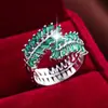 Anillo de Diseño Abierto con Rama de Olivo y Hoja Personalizado de Moda, Sensación Exquisita y de Alta Gama, Anillo Meñique Completo de Zirconia, Anillo Cruzado para Dedo Índice Completo de Zirconia