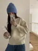 Suéter Grueso de Punto con Capucha Estilo Coreano Huang Zheng Color Caramelo Perezoso para Mujer Otoño e Invierno Holgado Suave Tipo Cera Manga Larga 541054