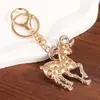 Chaveiro de Cabra da Série do Zodíaco Doze Animais Fofos Inserido com Diamantes Metal Chaveiro de Carro Pingente de Bolsa Acessórios