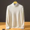 Nuevo suéter de cachemira para hombre con cuello medio alto, versátil, simple, holgado, elegante, camiseta base de lana tejida