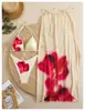 Traje de baño de tirantes de verano para mujer con cordones, bikini de playa, conjunto de tres piezas, estampado, estilo nuevo, bohemio