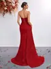 Vestido de Noche de Lujo Ligero con Lentejuelas, sin Tirantes, Sexy, de Cintura Alta, con Abertura, Estilo Sirena, Elegante y Sofisticado Vestido de Socialité para Banquetes