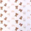 Algodão Puro Classe A Crepe de Camada Dupla Estampado Ursinho Boneca Cobertor de Bebê Babador Pijama Tecido de Gaze de Algodão Enrugado